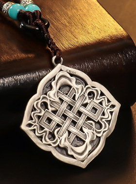 纯银雪狮吊坠藏式复古实心风马旗平安经幡吊牌男女款项链装饰