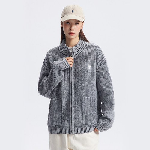 UHUZZ 24AW基础立领针织毛衣外套拉链针织衫复古休闲上衣开衫女 - 图2