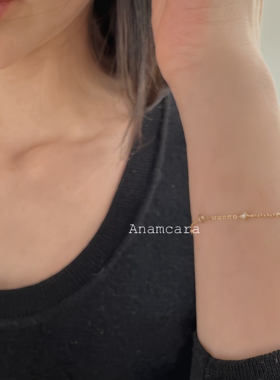 纯银镀金出口中古迷你菱形钻手链