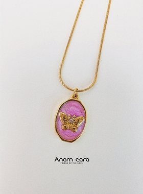 钛钢不掉色多巴胺紫色蝴蝶项链女