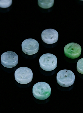 天然翡翠A货铜钱DIY配件