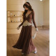 ລຸງ Peter Pan <Li Ying Roman> Fashionable twist design slim top lace vest drape skirt
