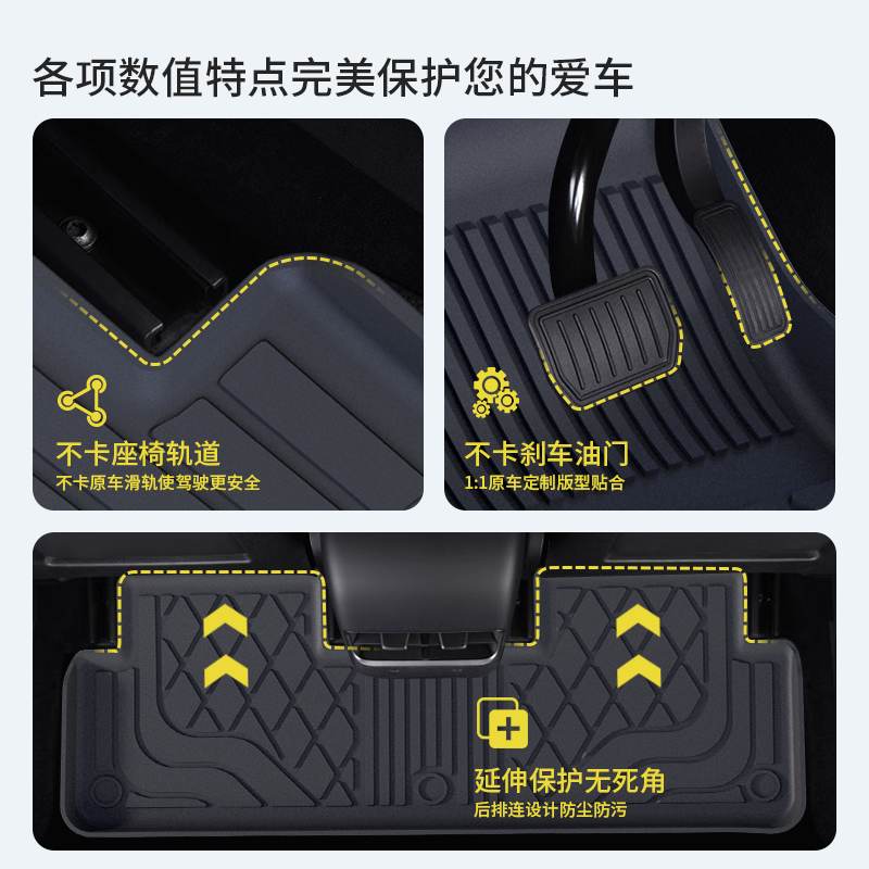 适用于特斯拉model3脚垫焕新版model3脚垫tpe全包脚垫无异味加厚 - 图3