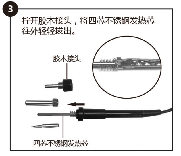 安泰信936b发热芯AT936D电烙铁发热丝AT937不锈钢4芯加热芯AT8586 - 图0