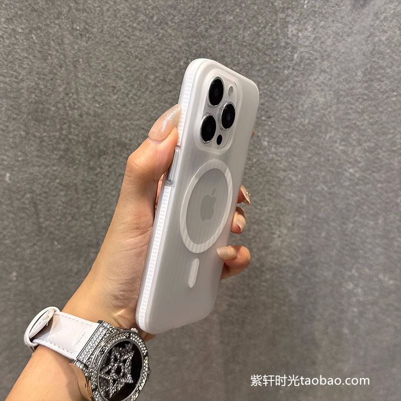 亮橙色侧边防滑条纹适用oppo一加13T手机壳FindX8s雾面瓦楞磁吸magsafe半透磨砂防指纹无线充电硬壳高级男女