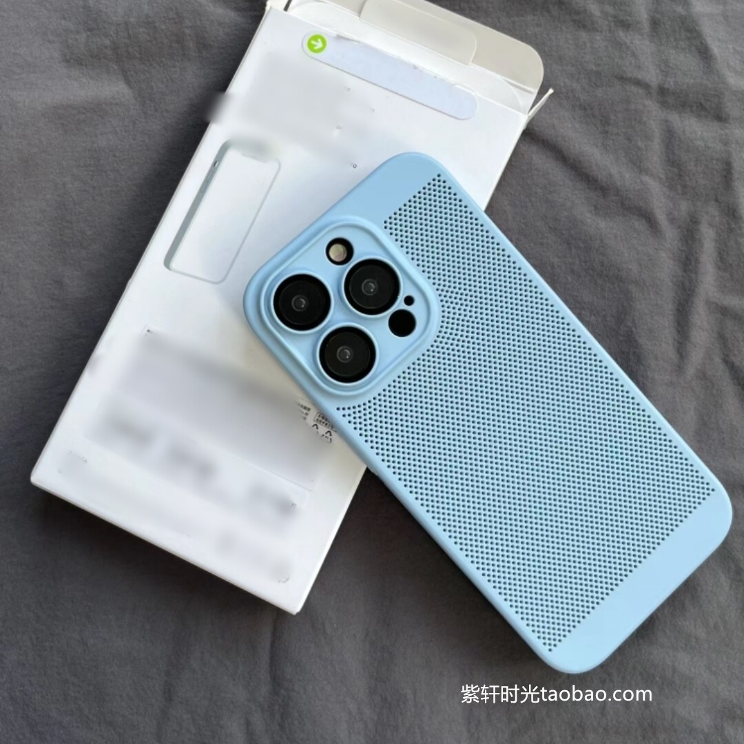 夏日透气网壳适用iphone17pro苹果15手机壳16promax远峰蓝13/12mini带高清镜头膜xs全包硬壳xr散热冰感11
