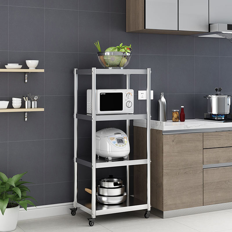 可移动厨房夹缝置物架不锈钢落地多层放锅具收纳架子居家家用大全,淘宝优惠券,粉丝福利购,淘宝优惠卷