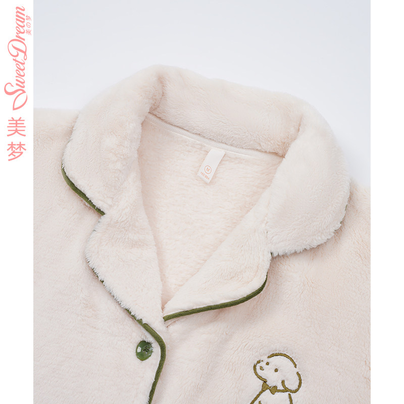 美梦【商场同款】秋冬加绒加厚珊瑚绒情侣睡衣居家男女士开衫套装,淘宝优惠券,粉丝福利购,淘宝优惠卷