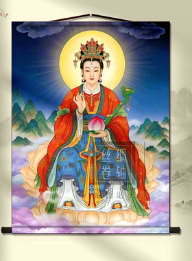 王母娘娘瑶池金木丝绸卷轴画