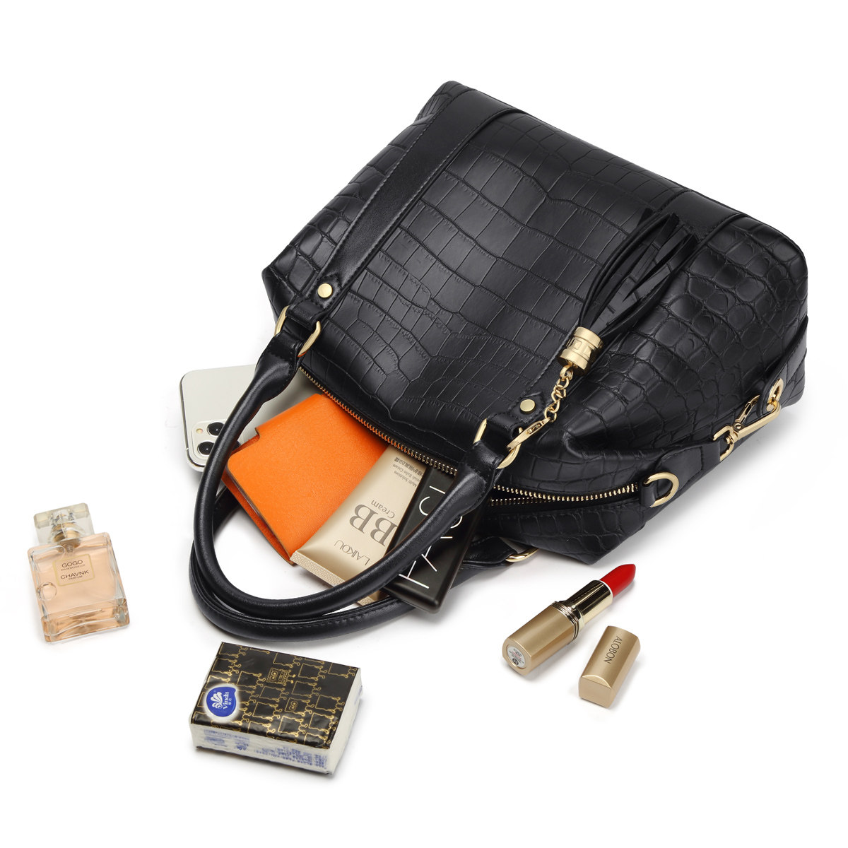 老人头2020新款百搭真皮波士顿包 老人头箱包女士包袋