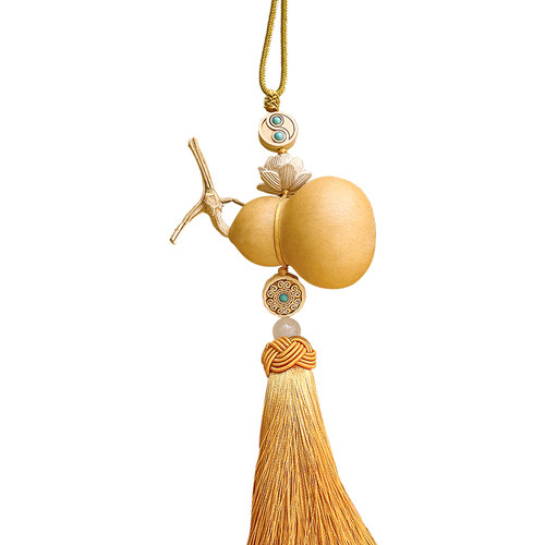 真天然葫芦挂件门对门卧室开口木葫芦五帝钱闭口小葫芦车挂件挂饰 - 图3