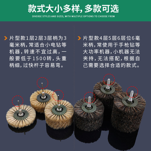 电动文玩刷头刷子核桃打磨抛光工具刷串神器纳米杜邦丝刷盘手电钻 - 图3