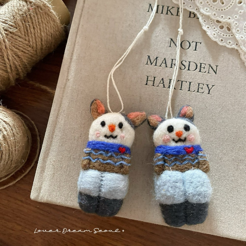 2025热销韩国新款小众设计卡通小猫手工羊毛毡挂饰 可爱钥匙扣包 - 图1