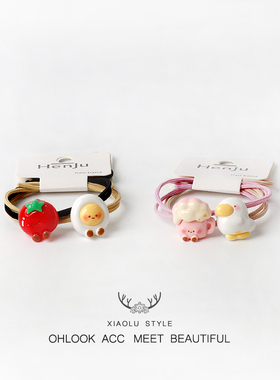 仿真食玩饼干可乐鸡腿发绳甜美少女心百搭高马尾发圈头饰品