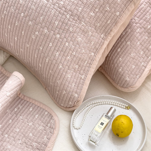 法式小碎花床盖三件套纯棉砂洗夹棉绗缝花边榻榻米垫子1.8米床单 - 图2