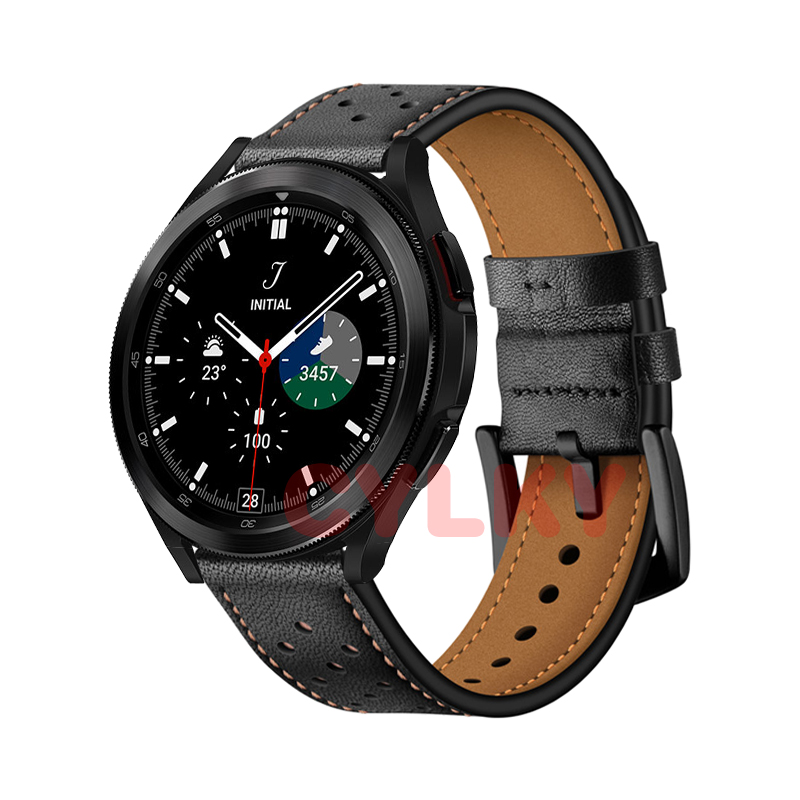 适用三星Galaxy Watch 6 40 44mm表带Clssic 43 47皮带头层牛皮-图0