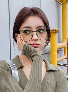 uv400大方框韩系gm女墨绿色墨镜