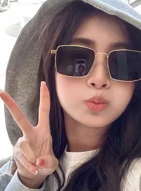 复古欧美金属方形麻花腿太阳眼镜
