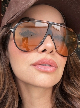 大框蛤蟆形T字茶色防紫外线墨镜