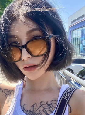 新款潮男女开车偏光女黄色墨镜