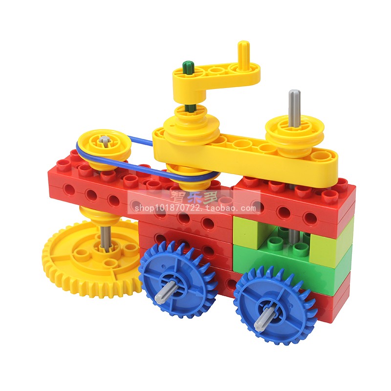 儿童拼装大颗粒机械齿轮积木科技散件兼容乐高9656教具涡轮杆梁轴-图0