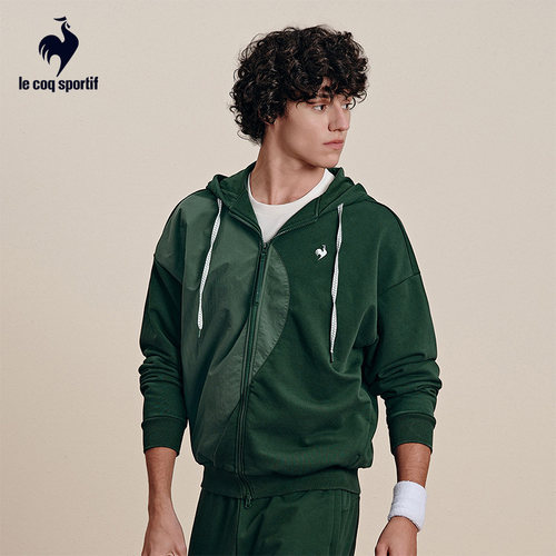 乐卡克法国公鸡春季男女同款连帽开衫外套情侣款拉链廓形外搭开衫 - 图0