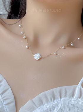 酒午真贝母山茶花原创设计项链