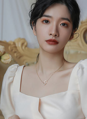 超美手作双环珍珠项链