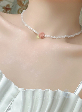 酒午猫眼石玫瑰项链原创设计