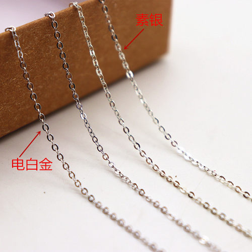 S925项链纯银链子diy银饰素银电白金十字链现货锁骨链细链防过敏 - 图1