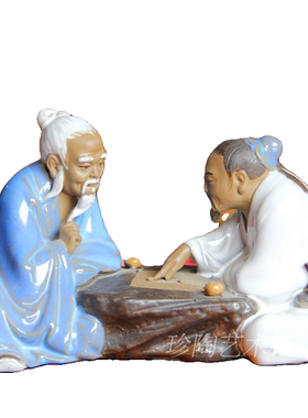 石湾艺术陶瓷摆件围棋雅趣公仔佛山工艺陶瓷雕塑