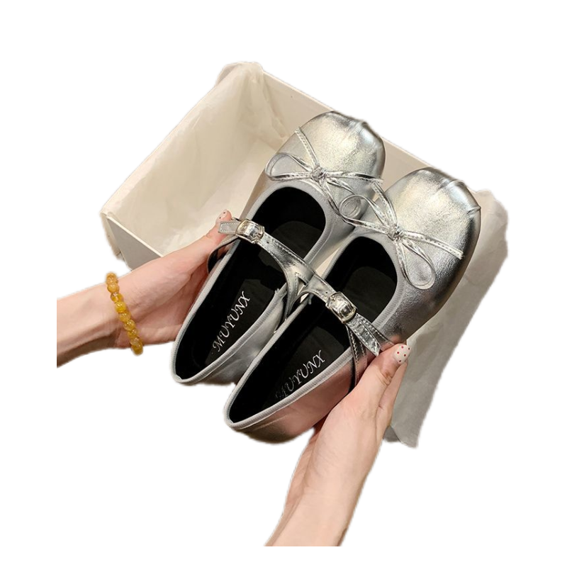 法式绝美银色平底单鞋女2026新款夏季配裙子玛丽珍鞋芭蕾风豆豆鞋,淘宝优惠券,粉丝福利购,淘宝优惠卷