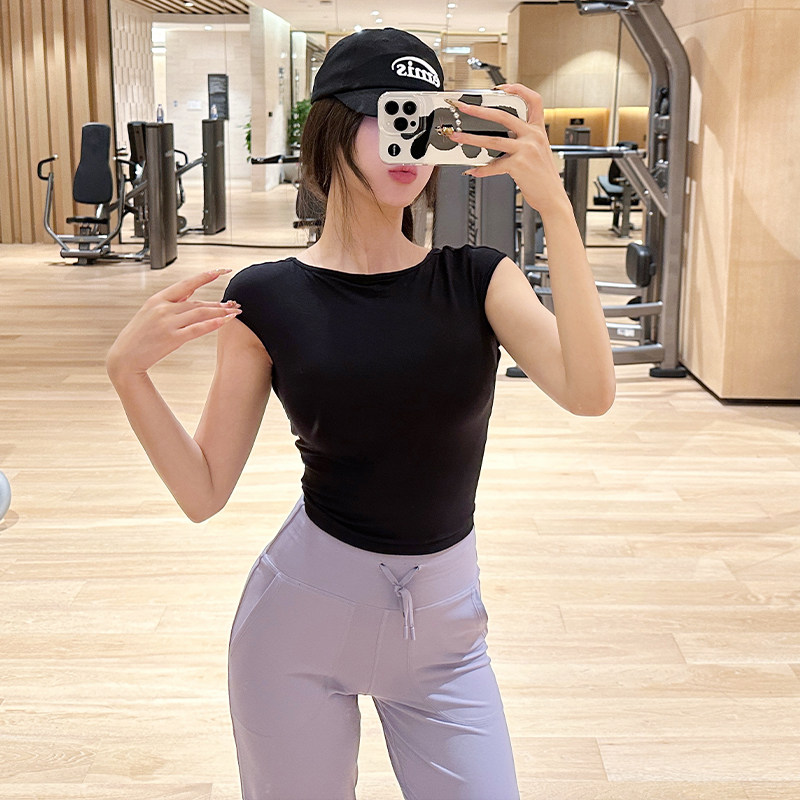 性感辣妹露背健身短袖女固定式胸垫防震运动t恤普拉提瑜伽服上衣,淘宝优惠券,粉丝福利购,淘宝优惠卷