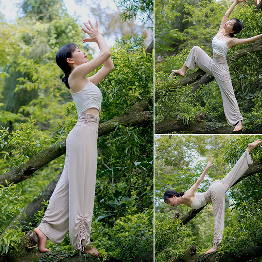 多巴胺高腰宽松绝美健身裤女运动裤普拉提训练内观流舞蹈瑜伽服秋