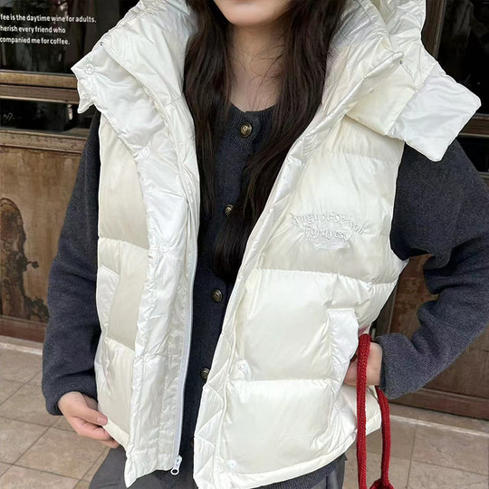 FORUYES chaqueta de algodón con chaleco con capucha y eslogan
