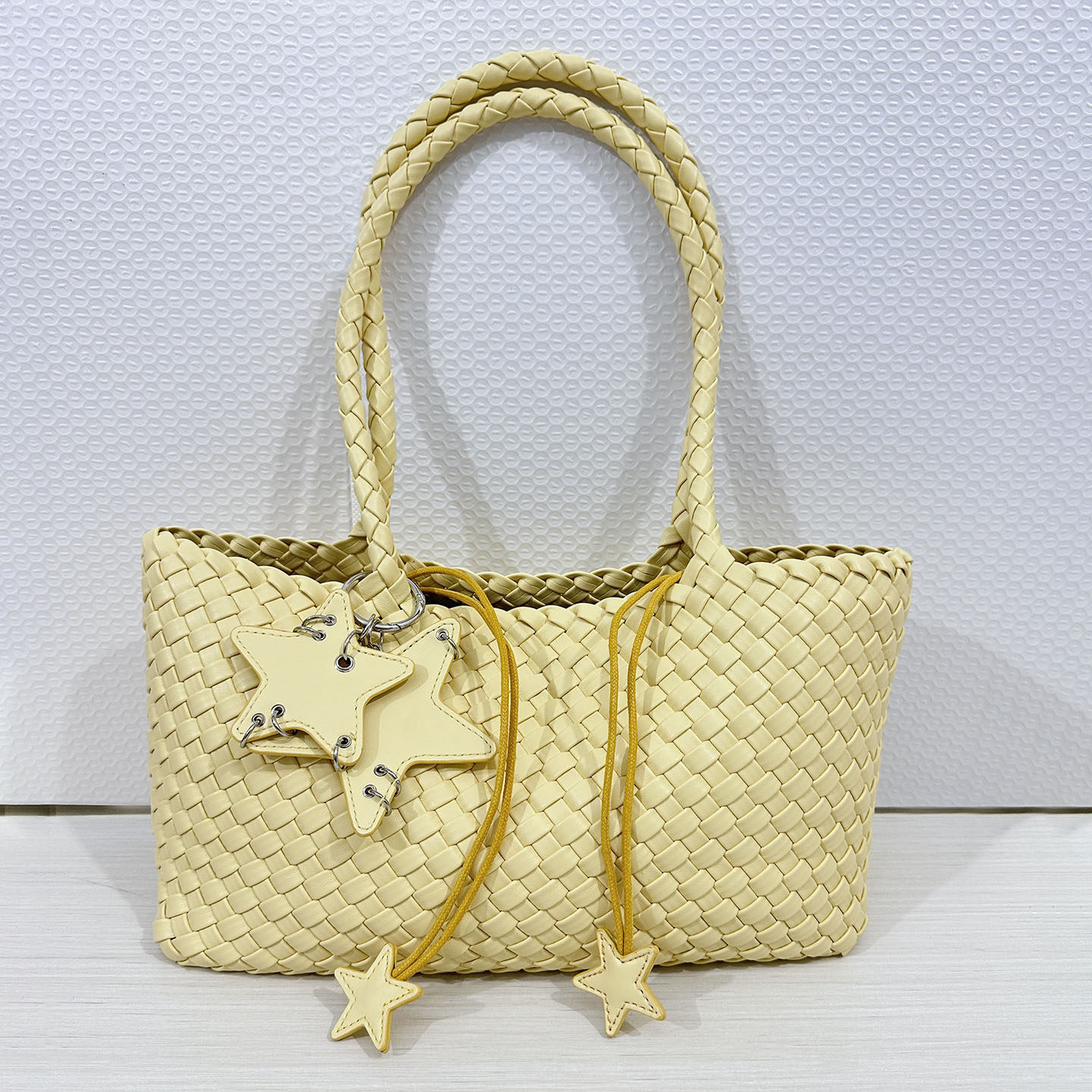 2025新款包包星星手工编织香槟托特包中号大容量枪枪同款手提单肩,淘宝优惠券,粉丝福利购,淘宝优惠卷