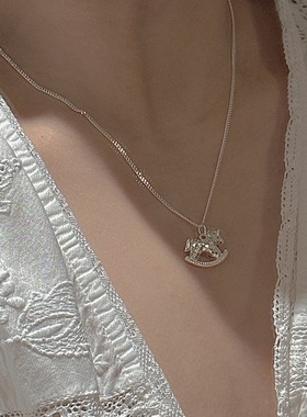 女款李桢航器品牌s925银复古风小马椅项链