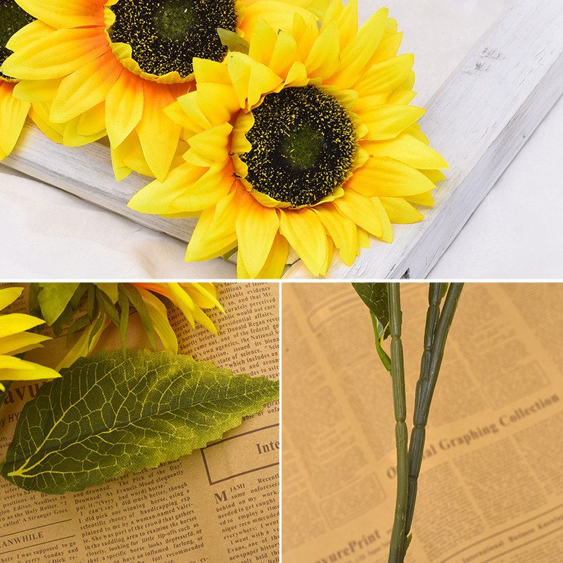 太阳花向日葵仿真花假花家居装饰把花束客厅摆件拍摄道具塑料绢花,淘宝优惠券,粉丝福利购,淘宝优惠卷