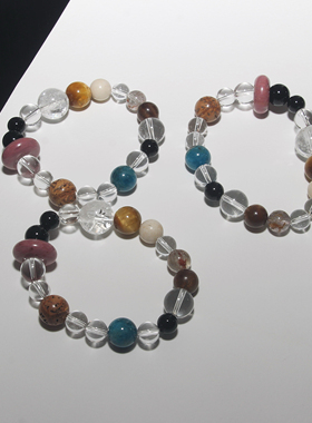 Amotional混彩水晶玉石手串叠戴手饰女个性原创小众日常百搭礼物