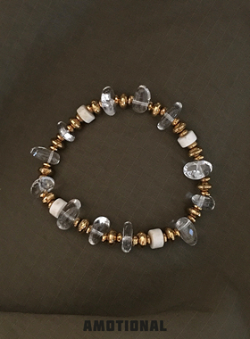 Amotional白水晶金色混搭手链基础手饰女礼物原创小众叠戴高级感