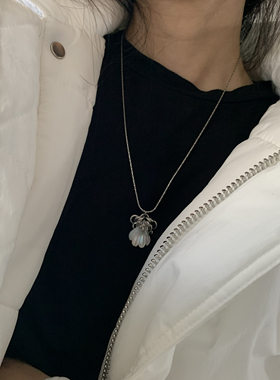 Amotional蕾丝choker项链女小众设计感蝴蝶结锁骨链颈链叠戴贝壳