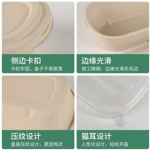 一次性纸浆餐盒轻食外卖打包沙拉盒环保可降解便当盒健身减脂饭盒 - 图2