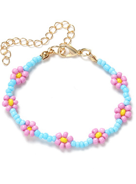 跨境外贸欧美风走创意夸张个性时尚欧美跨境花朵米珠弹力绳串珠