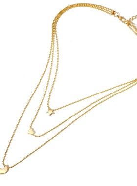 跨境外贸欧美风走创意夸张个性时尚欧美跨境新款金色吊坠锁骨链