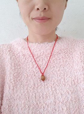 野生桃核桃篮朱砂转运珠吊坠红绳项链男女成人婴儿童压惊护身挂坠
