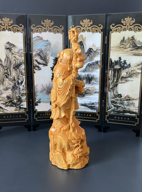 崖柏木雕刻寿星公工艺品生日祝贺寿人物客厅礼品老寿星公摆件