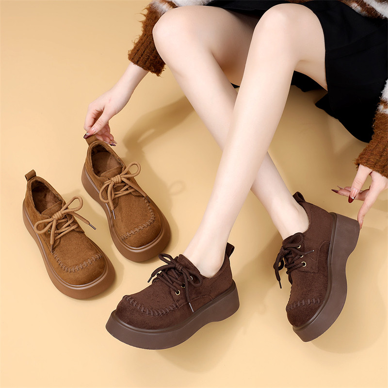 美拉德色系带厚底乐福鞋女2026春季新款棕色圆头百搭舒适加绒单鞋,淘宝优惠券,粉丝福利购,淘宝优惠卷