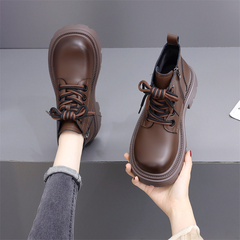 爆款马丁靴女2025新款秋冬单靴小个子复古美拉德圆头厚底增高短靴,淘宝优惠券,粉丝福利购,淘宝优惠卷