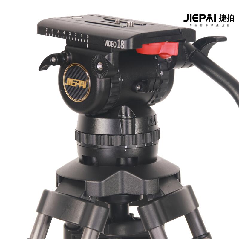 捷拍JIEPAI-V15TPRO 摄影摄像碳纤维三脚架套装100mm碗口液压云台 - 图2