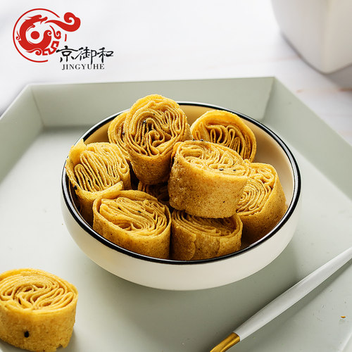 老北京通州特产京御和绿豆面咯吱盒炸饹馇饸花开咯吱脆小吃110g - 图0